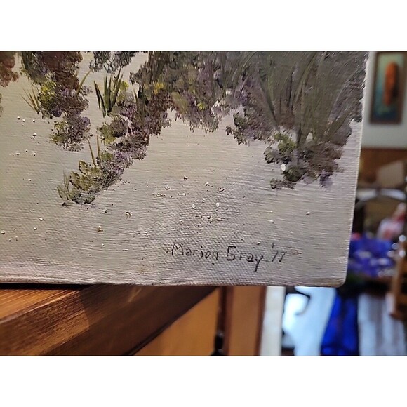 Vintage Original Oil Painting on canvas seascape by Marion Gray '77 Nederland Tx - Picture 3 of 12